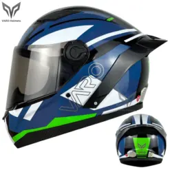 Mũ Bảo Hiểm Fullface VARO Chính Hãng Tặng Sừng&Đuôi gió Kính màu xanh