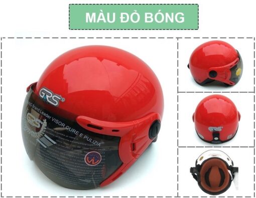 Mũ Bảo Hiểm Nửa Đầu Có Kính GRS A33K màu đỏ